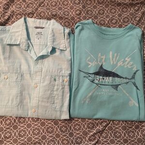 2 Izod Medium Shirts: Saltwater Relaxed Classics button down & Salt Water tshirt
